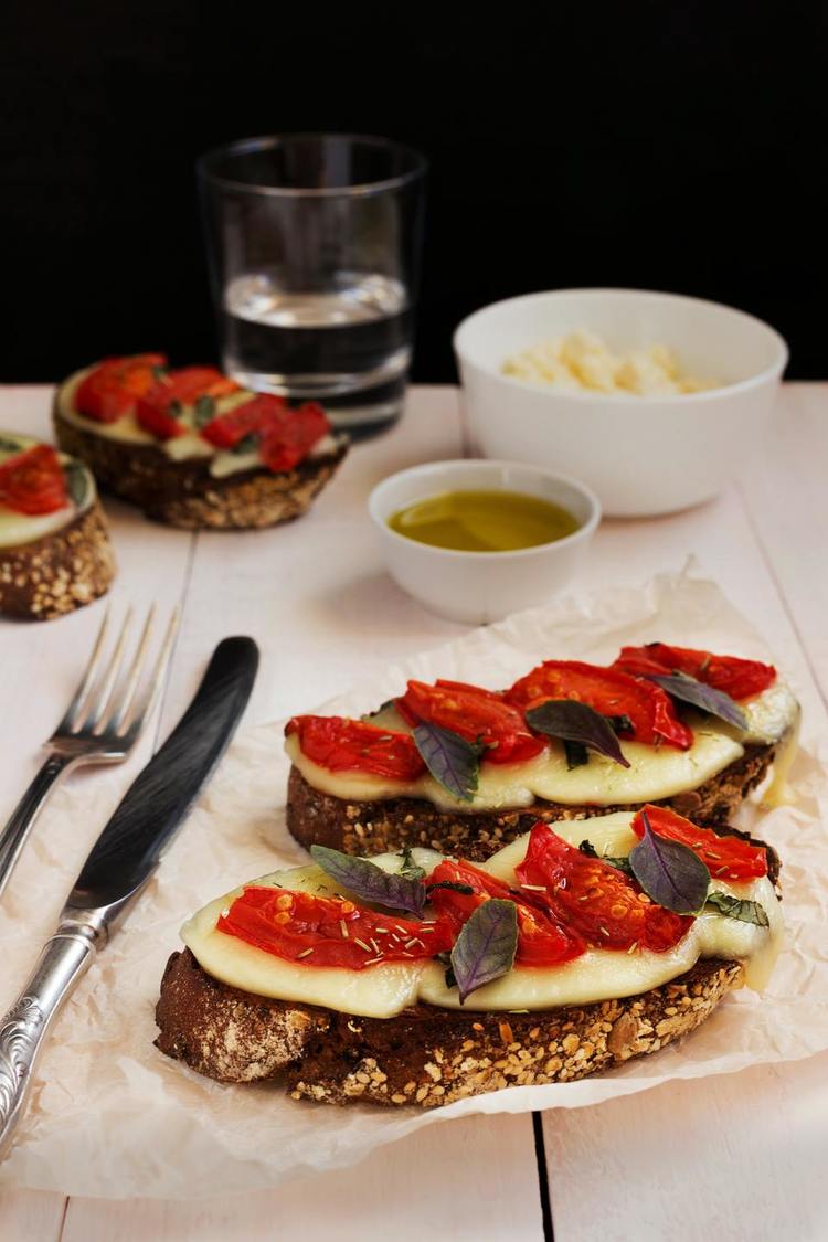 Grilled Cheese Crostini with Antipasto Recipe