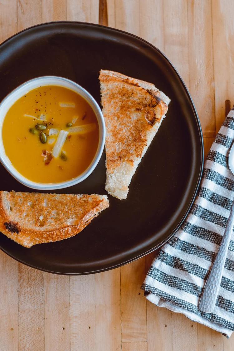 Grilled Cheese Recipe - Grilled Cheese Sandwich with Butternut Squash Soup