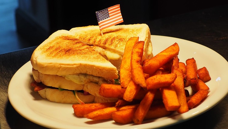 Grilled Cheese Club Sandwich with Sweet Fries - Grilled Cheese Recipe