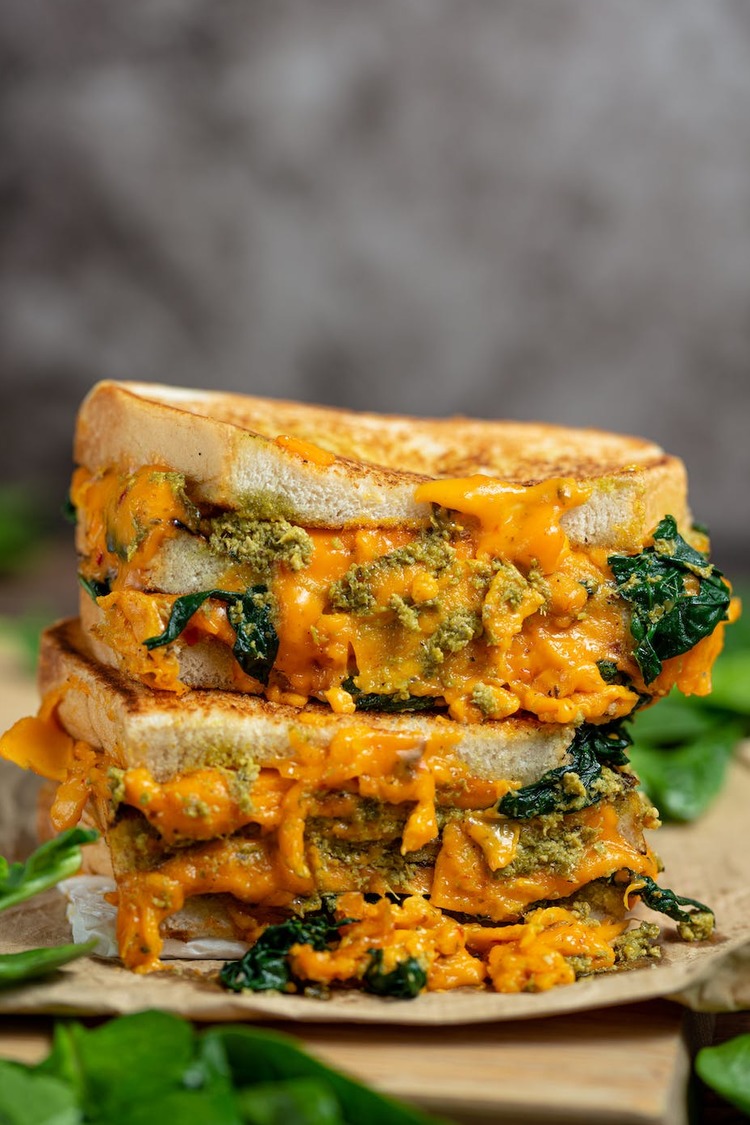 Spinach Grilled Cheese Sandwich with Cheddar Recipe